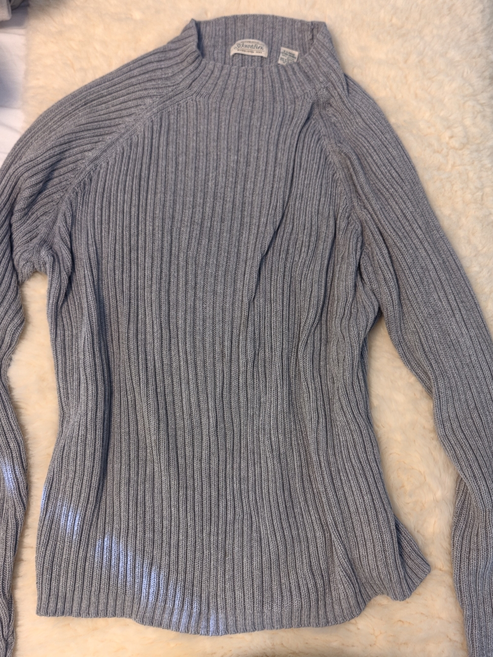 St. John's Bay Women's Ribbed Cowl Neck Sweater - Grey 100% Cotton